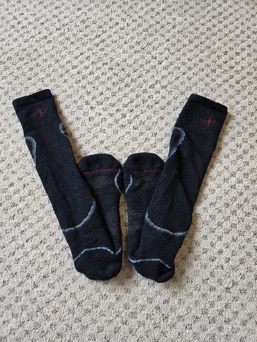 Smartwool Black Athletic Over The Calf Socks with Gray Detailing